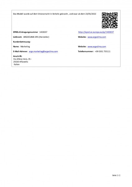 ARGO MILO PLUS mobiles Klimagerät; 3,5kw Kühlen, 3,5 KW Heizen