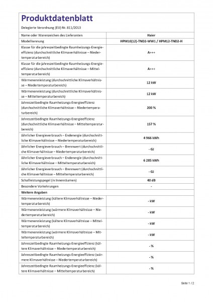 Wärmepumpe Hydrauliksplit Haier 12 KW 3Ph SET, R290, inkl. Inbetriebnahme