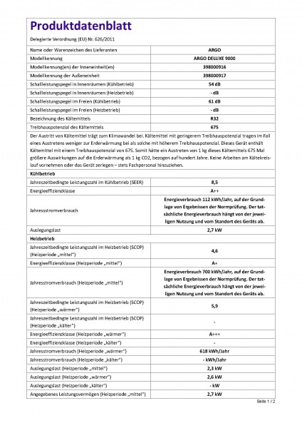 DeLuxe Mono Splitklimagerät 9000 2,5 KW